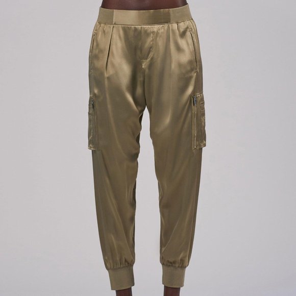 ATM (Nwt) Green Silk Joggers - Picture 1 of 2